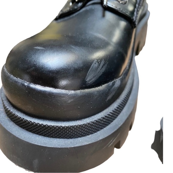 Zara Chunky Platform Black Oxford’s Flat Track Sole lug sole Mary Janes Size 7.5 - Picture 4 of 11